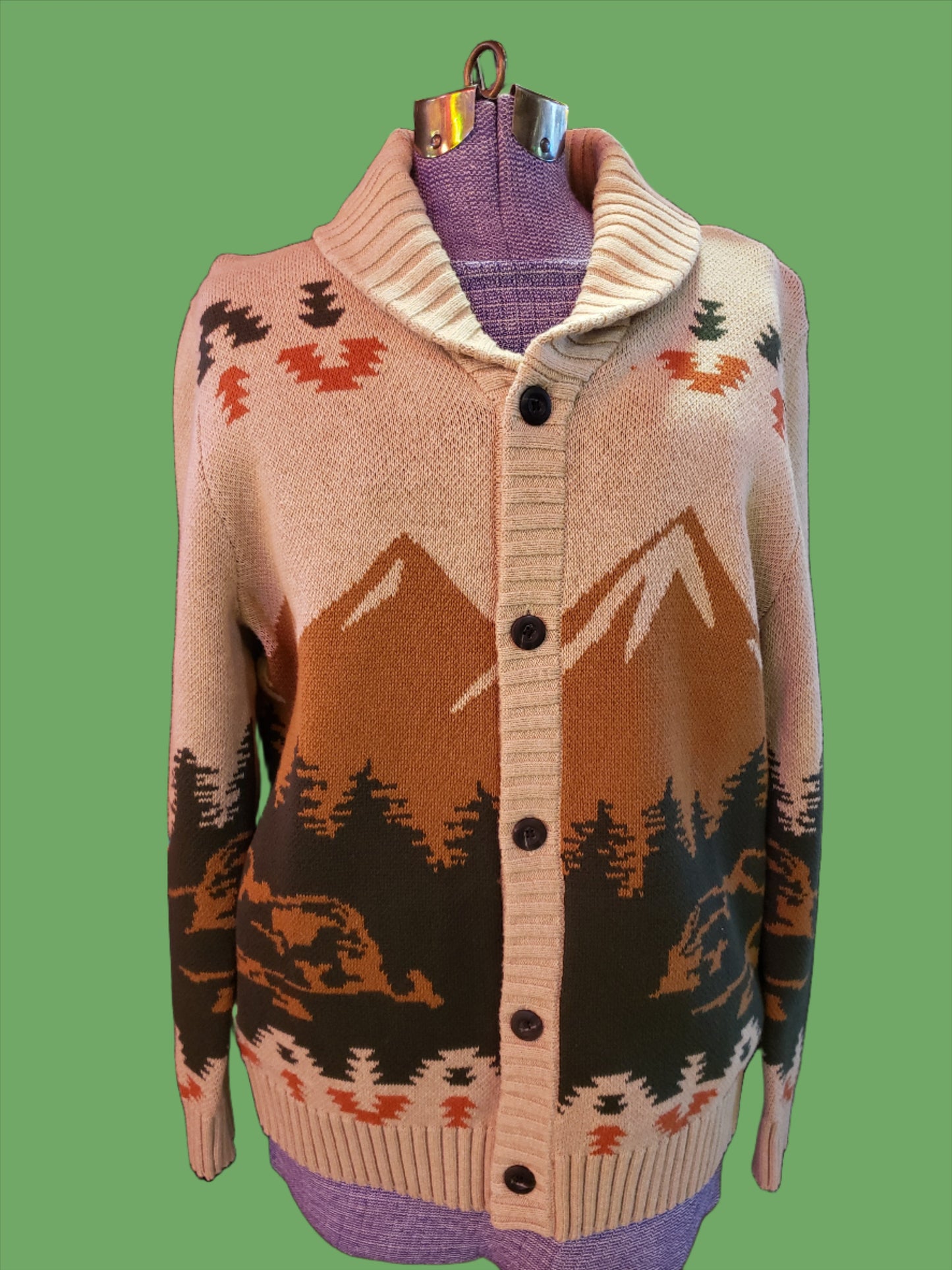 Pendleton Camp Cotton Cardigan in Tan Peaks