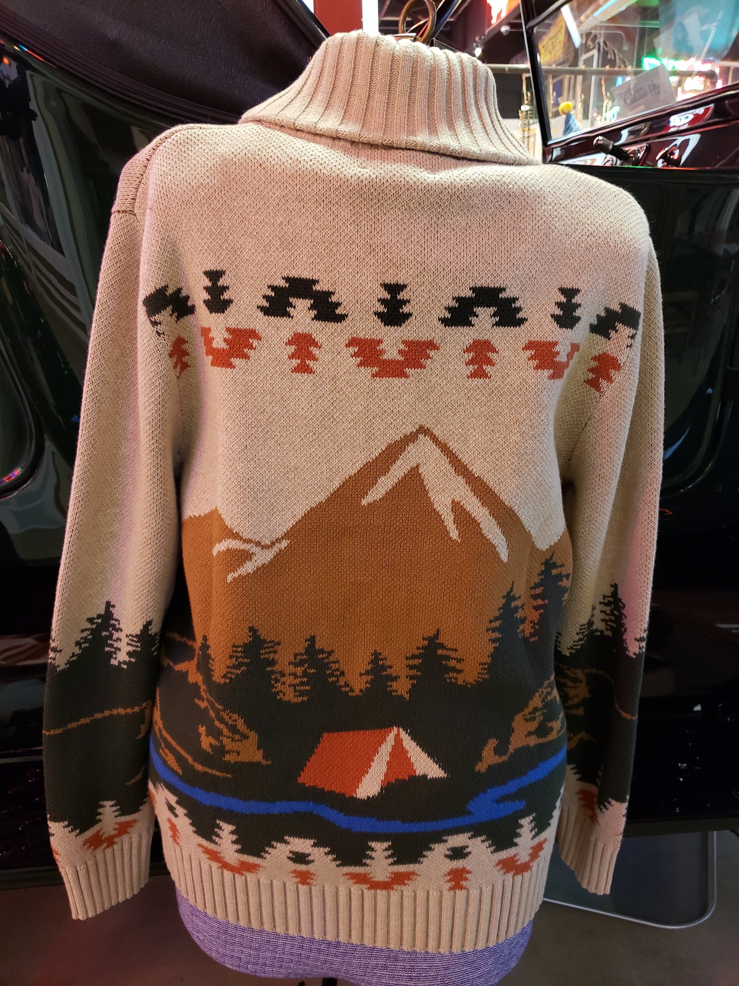 Pendleton Camp Cotton Cardigan in Tan Peaks