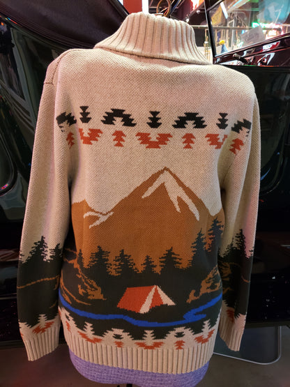 Pendleton Camp Cotton Cardigan in Tan Peaks