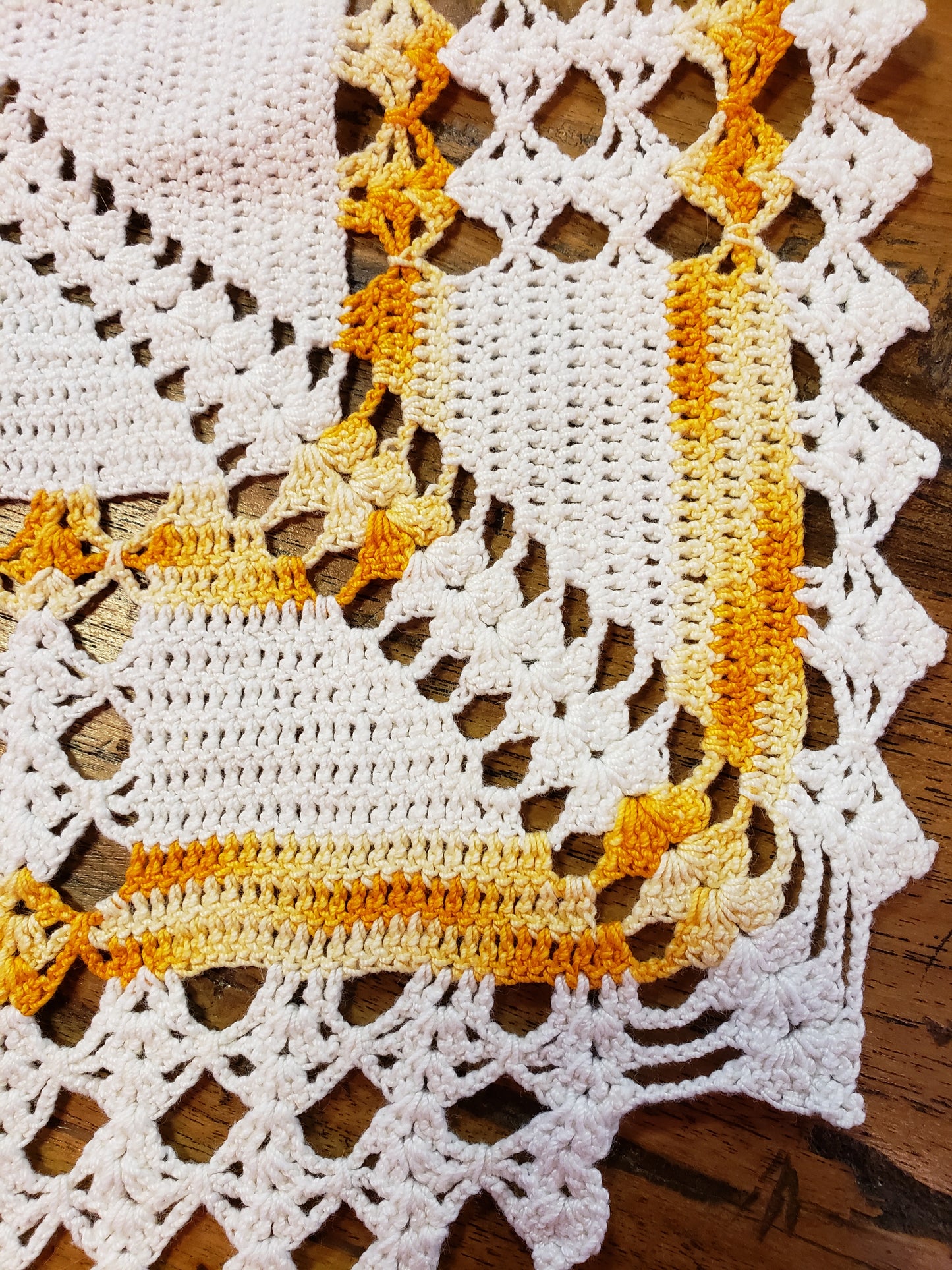 White and Yellow Orange doily