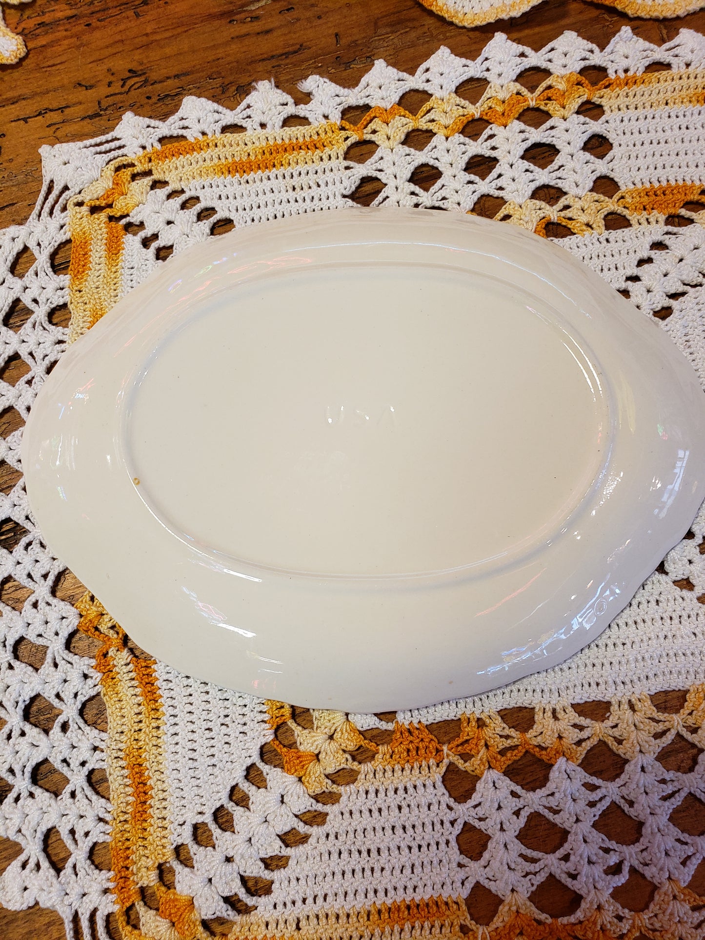 White oval vintage platter