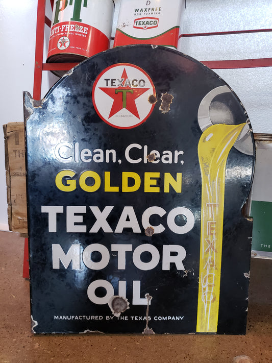 Texaco Double Sided Porcelain flanged sign