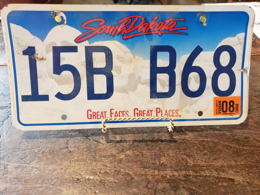 2008 South Dakota license pate 15B B68