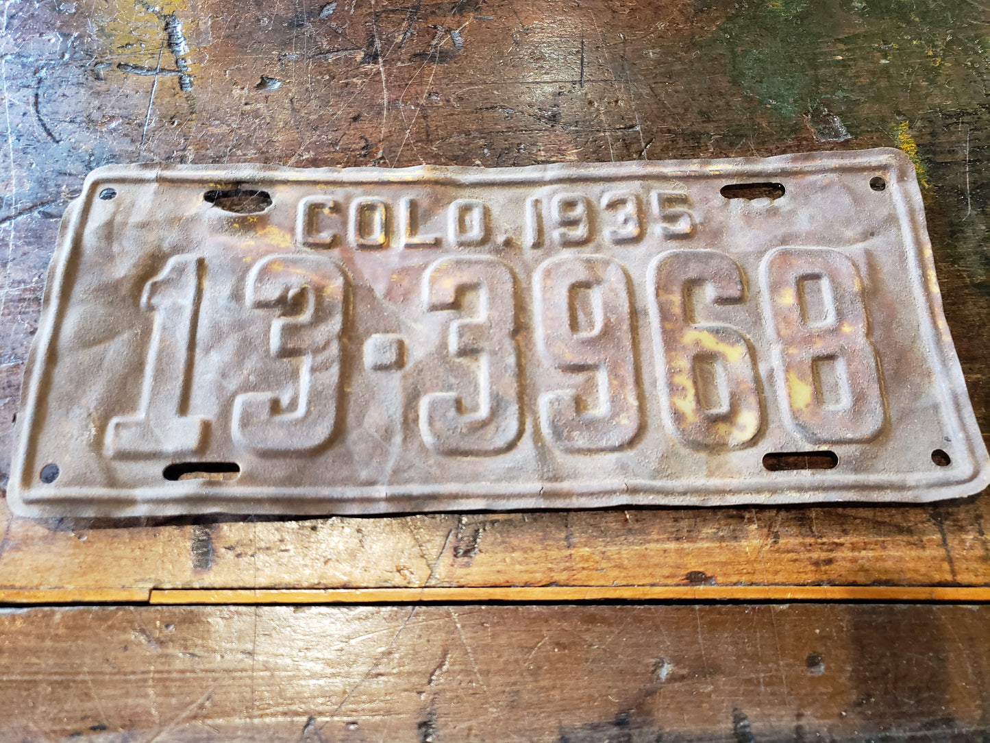 1935 Colorado License Plate 13-3968