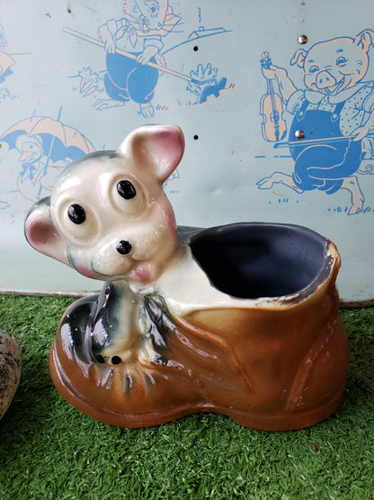 Dog on Boot vintage planter