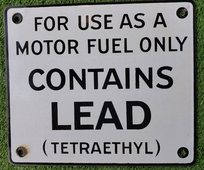 Tetraethyl porcelain gas pump sign