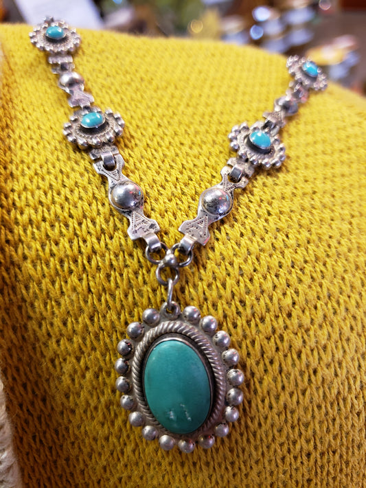 Turquoise and Sterling ankle bracelet