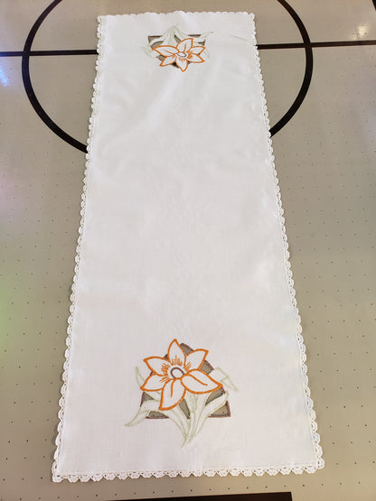 Embroidered Lily Table Runner