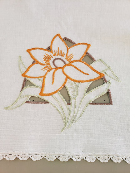 Embroidered Lily Table Runner