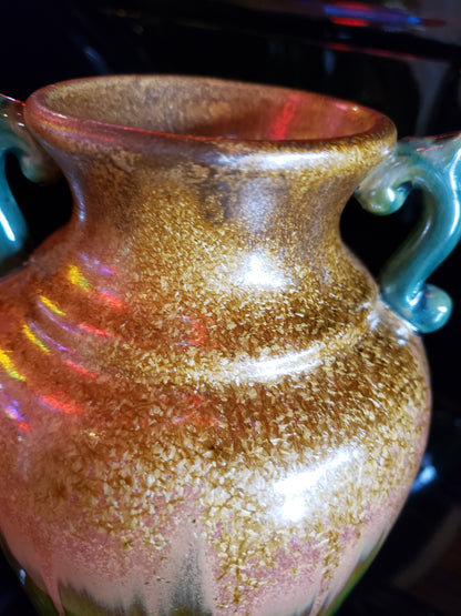 Art Deco Gold to Green Crystalline Glazed Vase