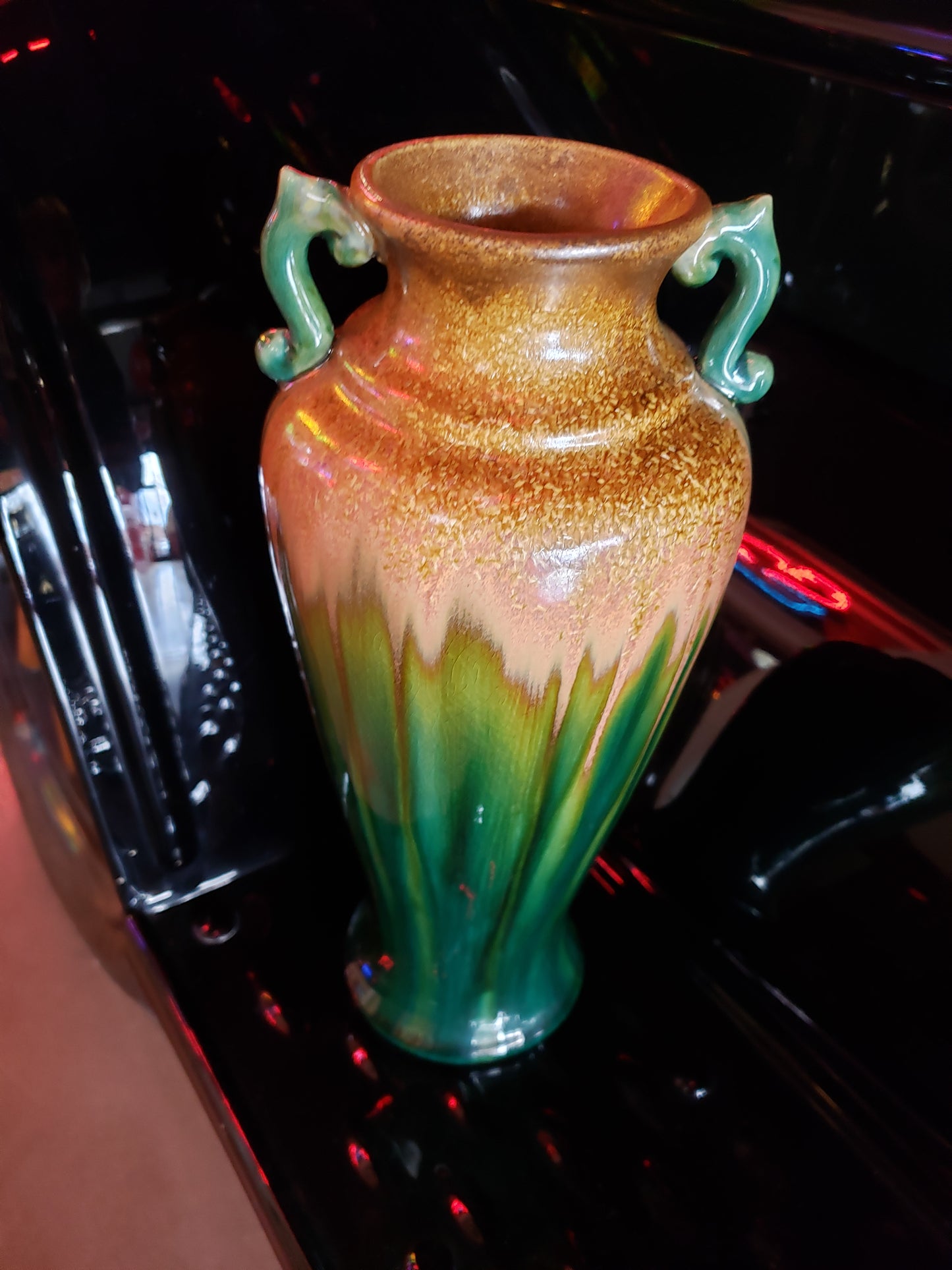 Art Deco Gold to Green Crystalline Glazed Vase