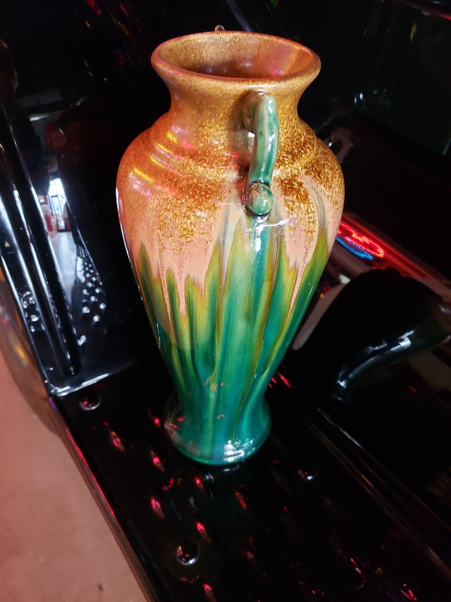 Art Deco Gold to Green Crystalline Glazed Vase