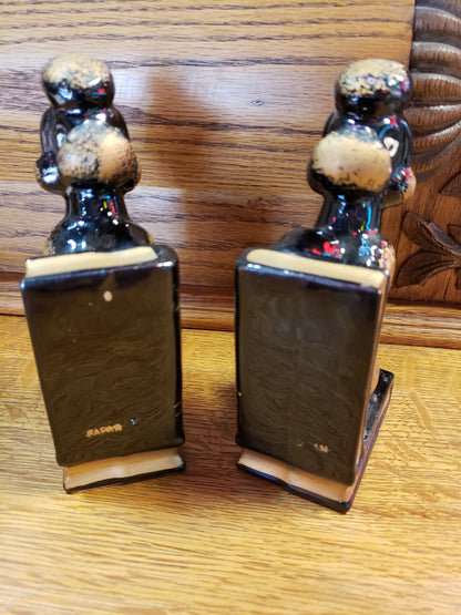 Mid Century Modern Black and gold poodle bookends