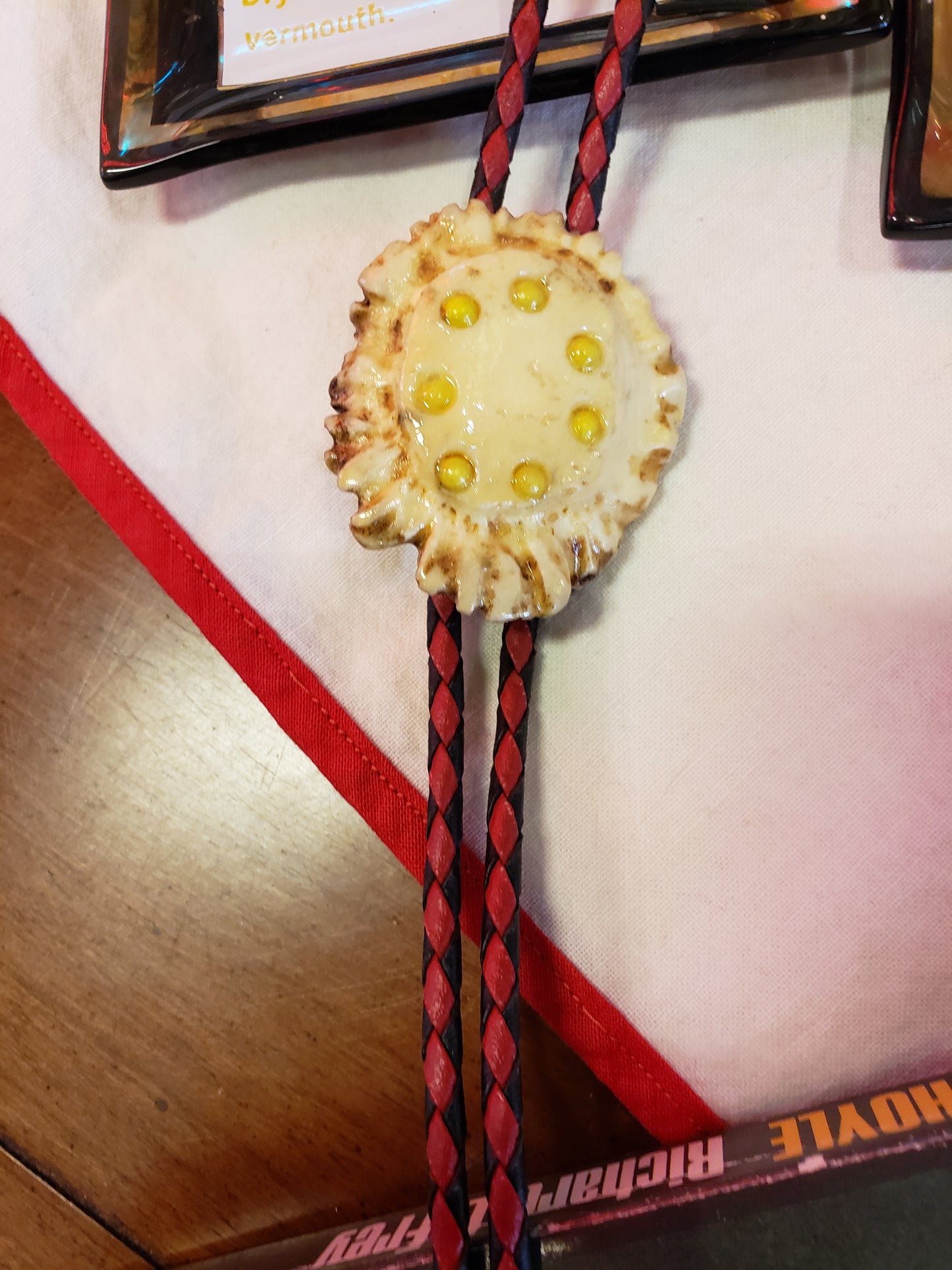 Antler Bolo Tie with braided leather ties