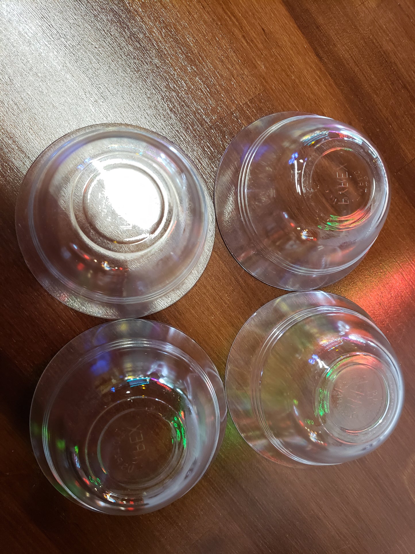 Set of 4 clear mini PYREX food prep bowls