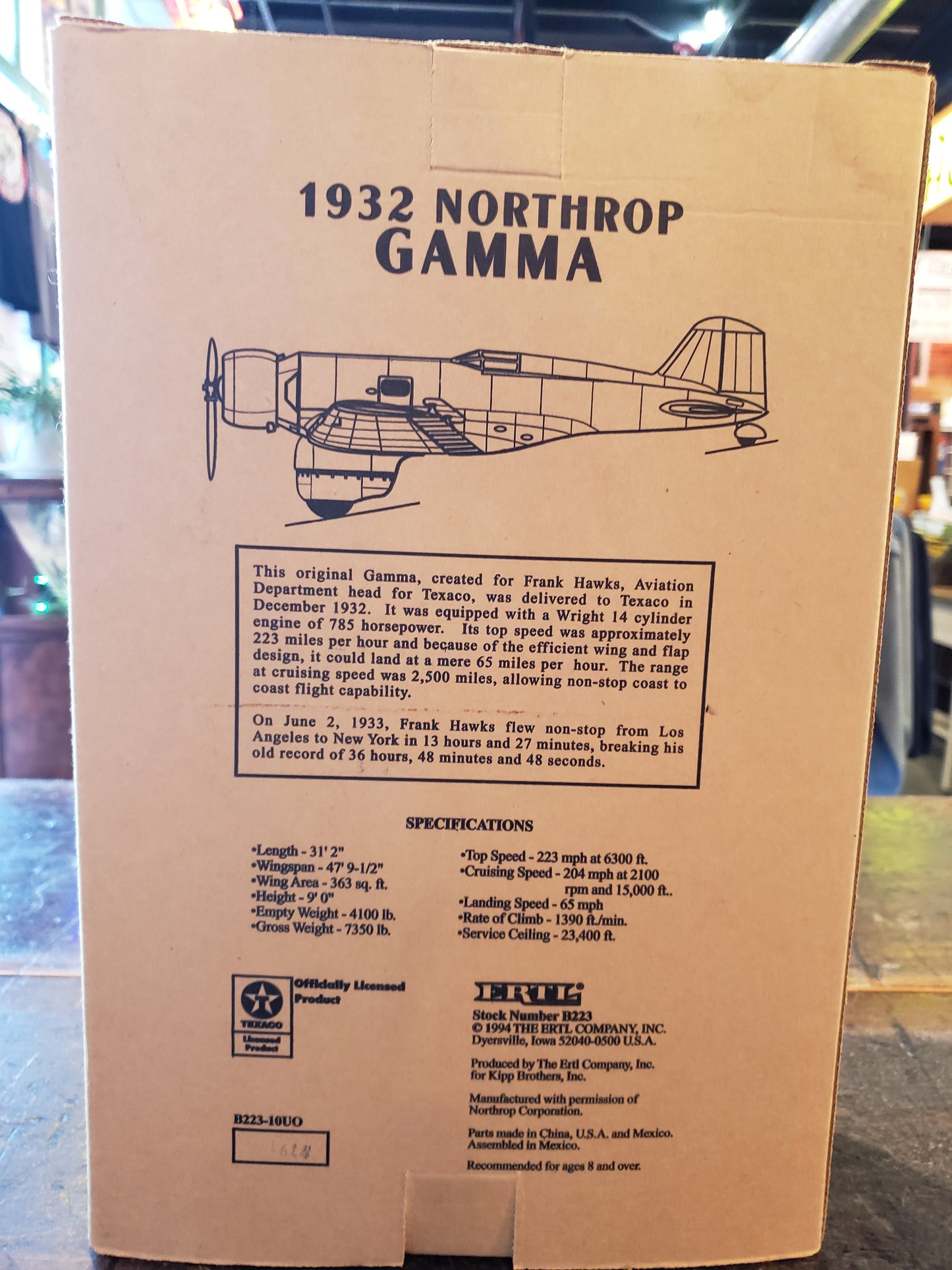 1932 Northrop Gamma Texaco die cast bank model