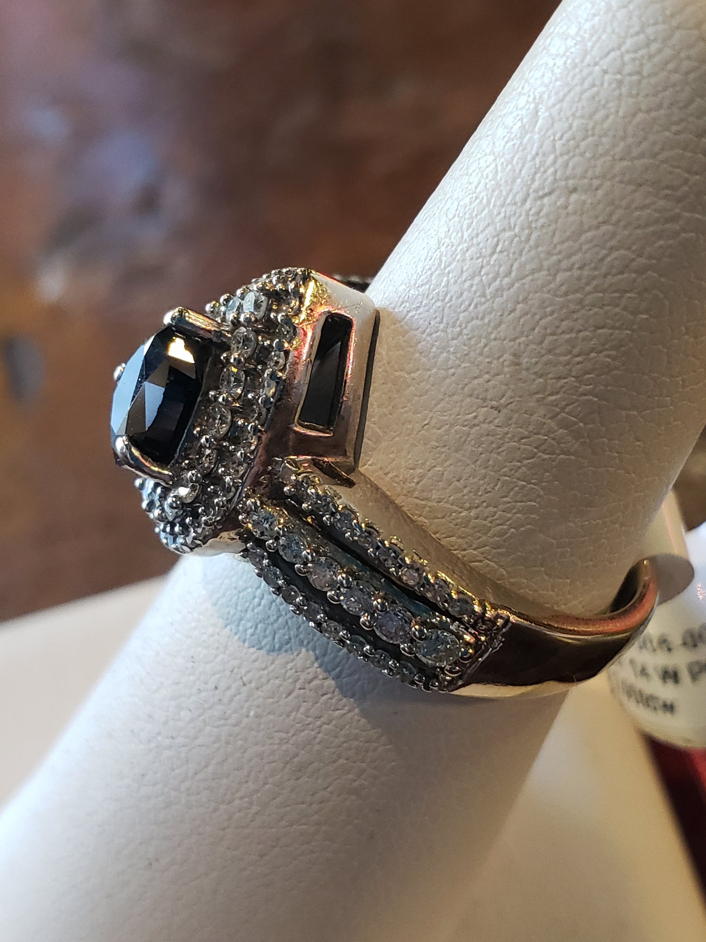 14K White Gold with black diamond ring