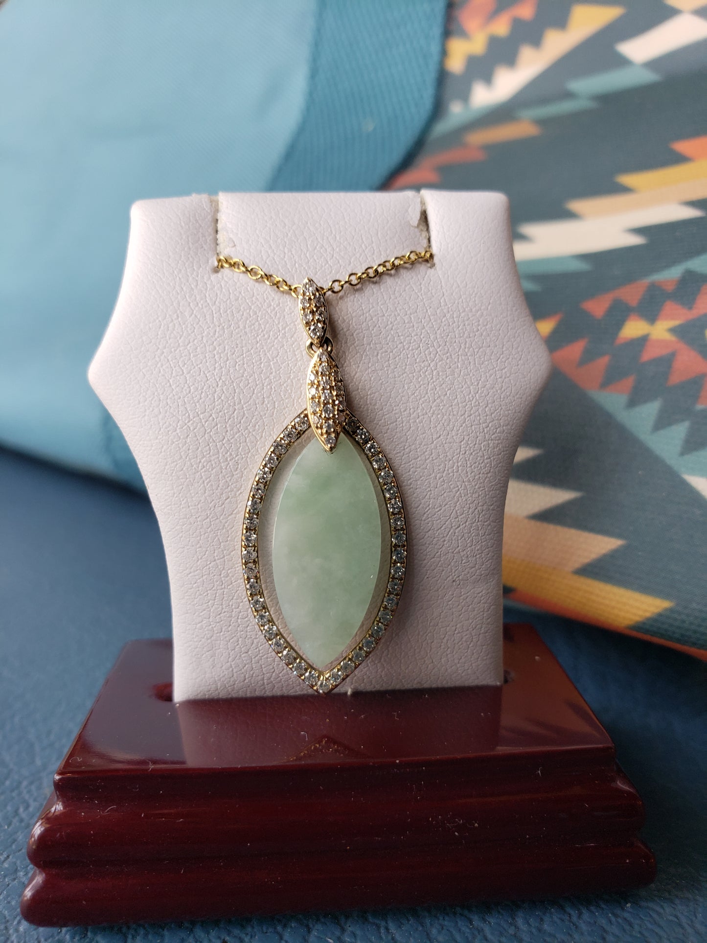 14K yellow gold and Jade/ diamond necklace