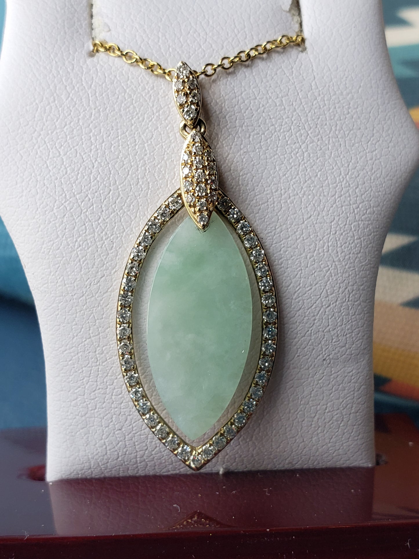 14K yellow gold and Jade/ diamond necklace