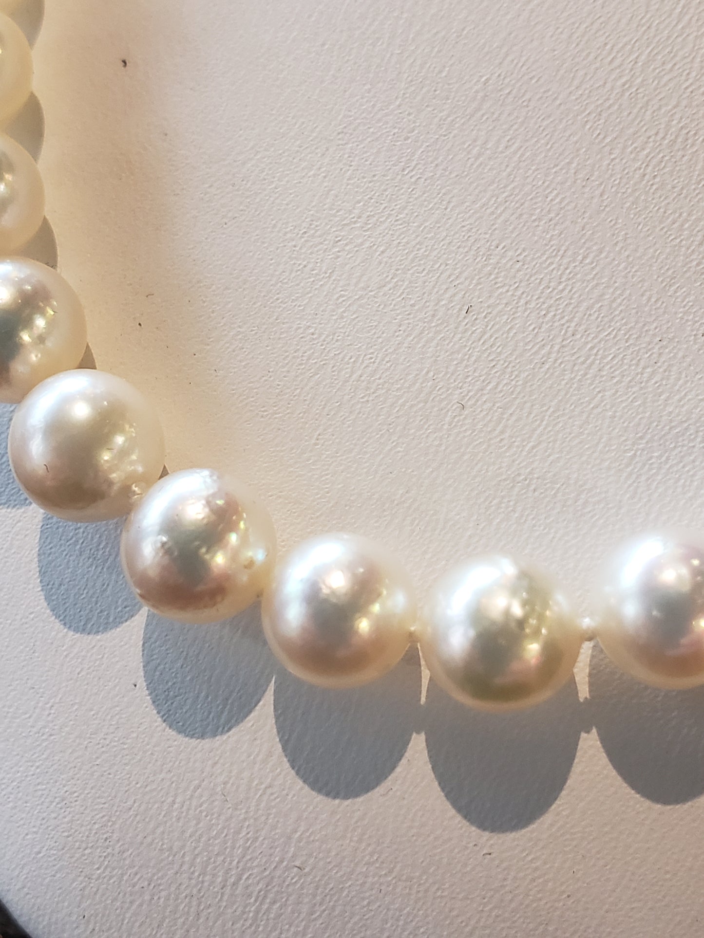 Pearl necklace with 14K clasp with ruby