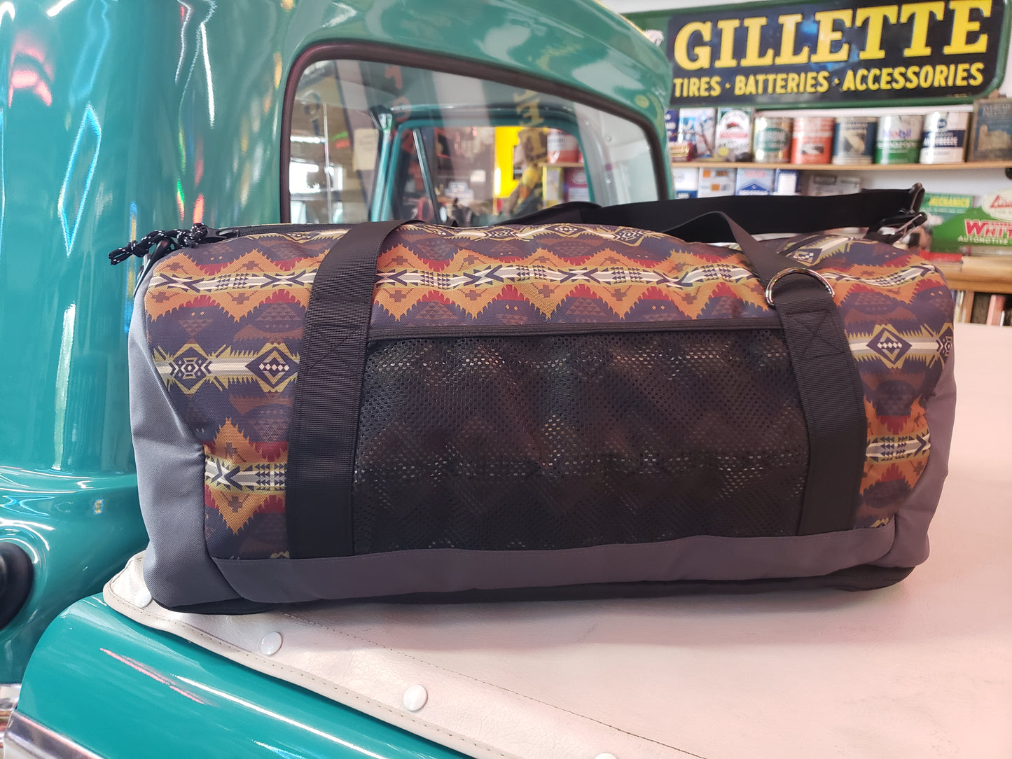 Pendleton Carryall Weekender bag in the Nehalem Grey pattern