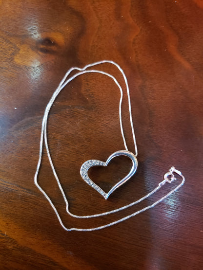 .925 Sterling Silver Heart Pendant on 18 inch chain