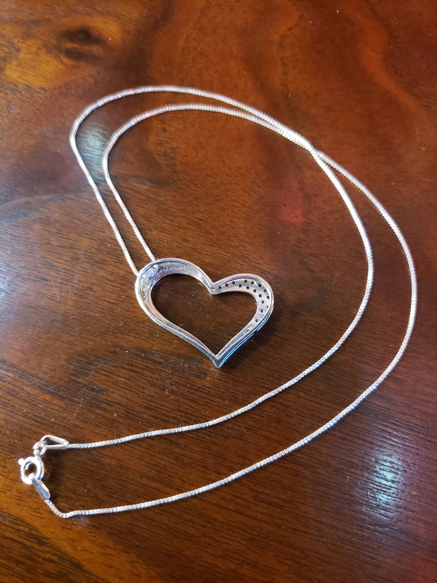 .925 Sterling Silver Heart Pendant on 18 inch chain