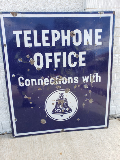 Double Sided porcelain Bell System Telephone Office Sign