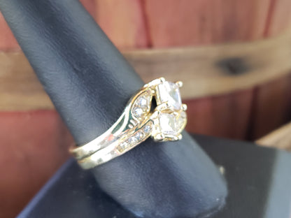 Goldtone and CZ coctail ring size 9.5