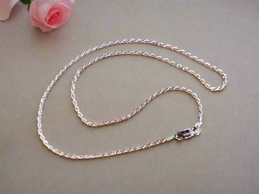 .925 Sterling Rope Chain Necklace, 16 inches