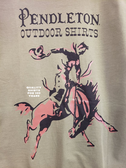 Pendleton Century Rodeo Graphic Tee in Army/ Brown