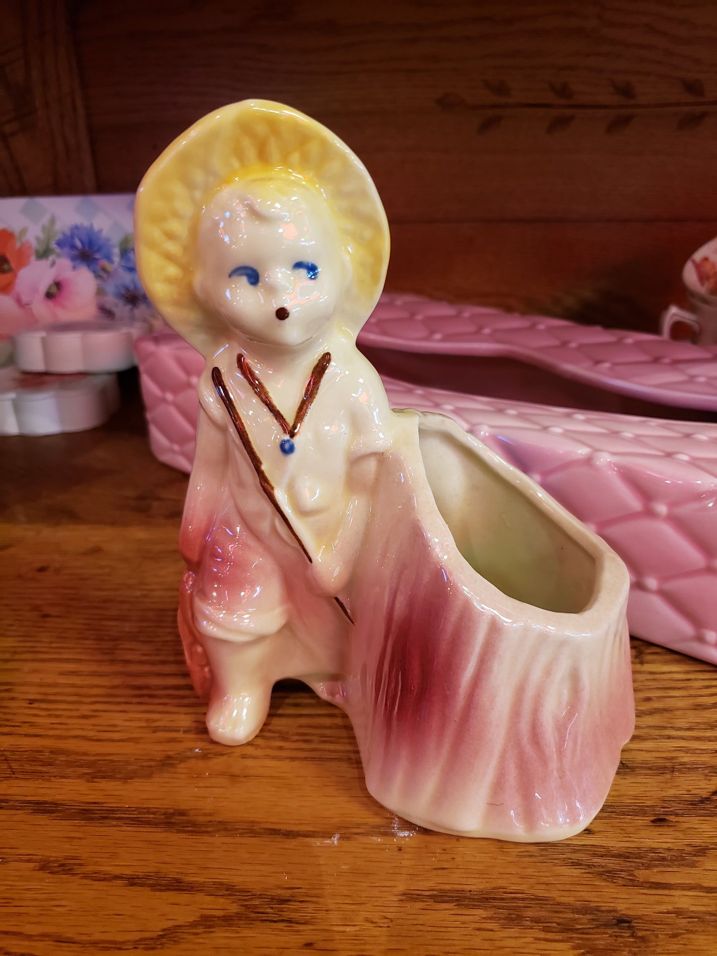 Shawnee Pottery Fishing Boy Planter