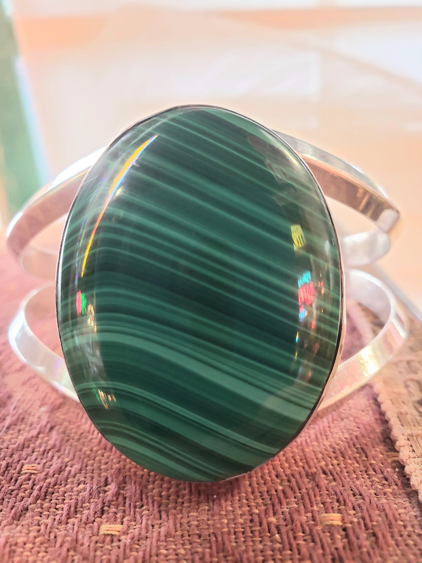 Sterling Malachite Cuff Bracelet