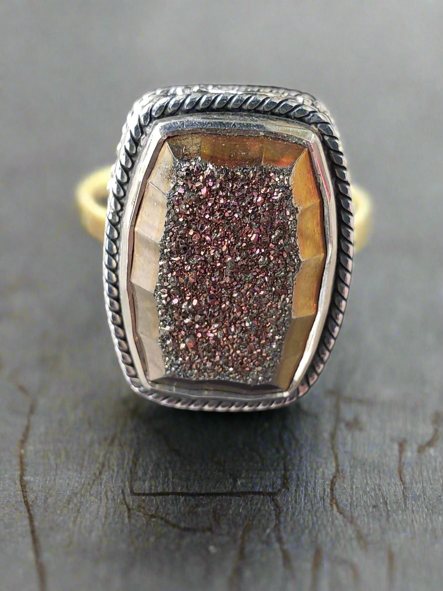 .925 Sterling window DRUZY ring