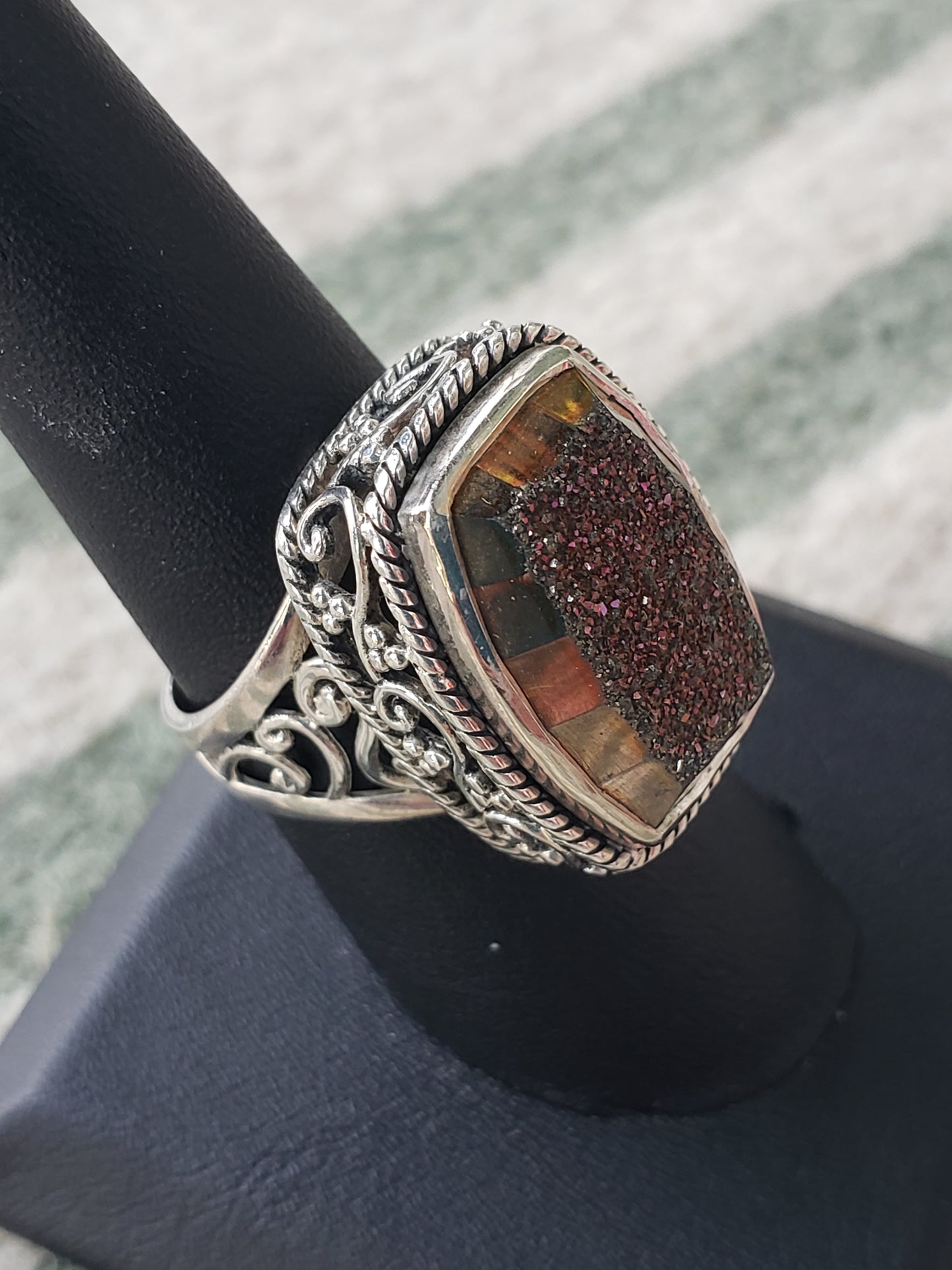 .925 Sterling window DRUZY ring