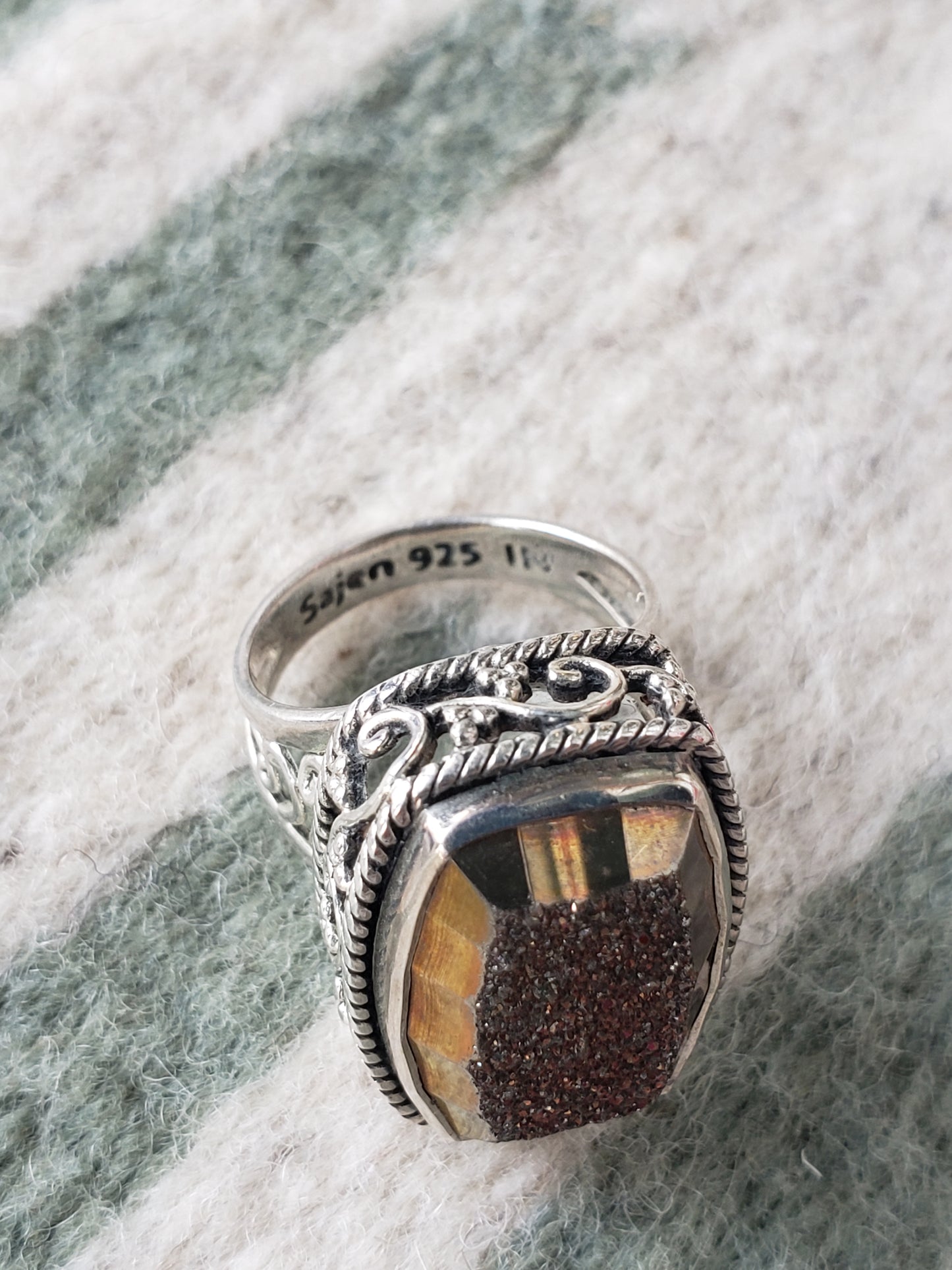 .925 Sterling window DRUZY ring