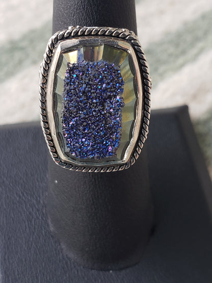 Sterling window druzy ring size 7.5