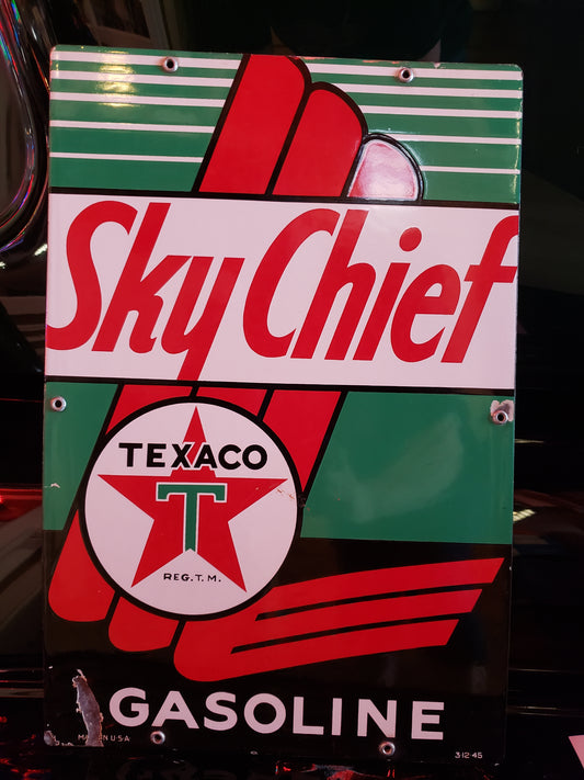 Sky Chief gas pump plate (1950s)