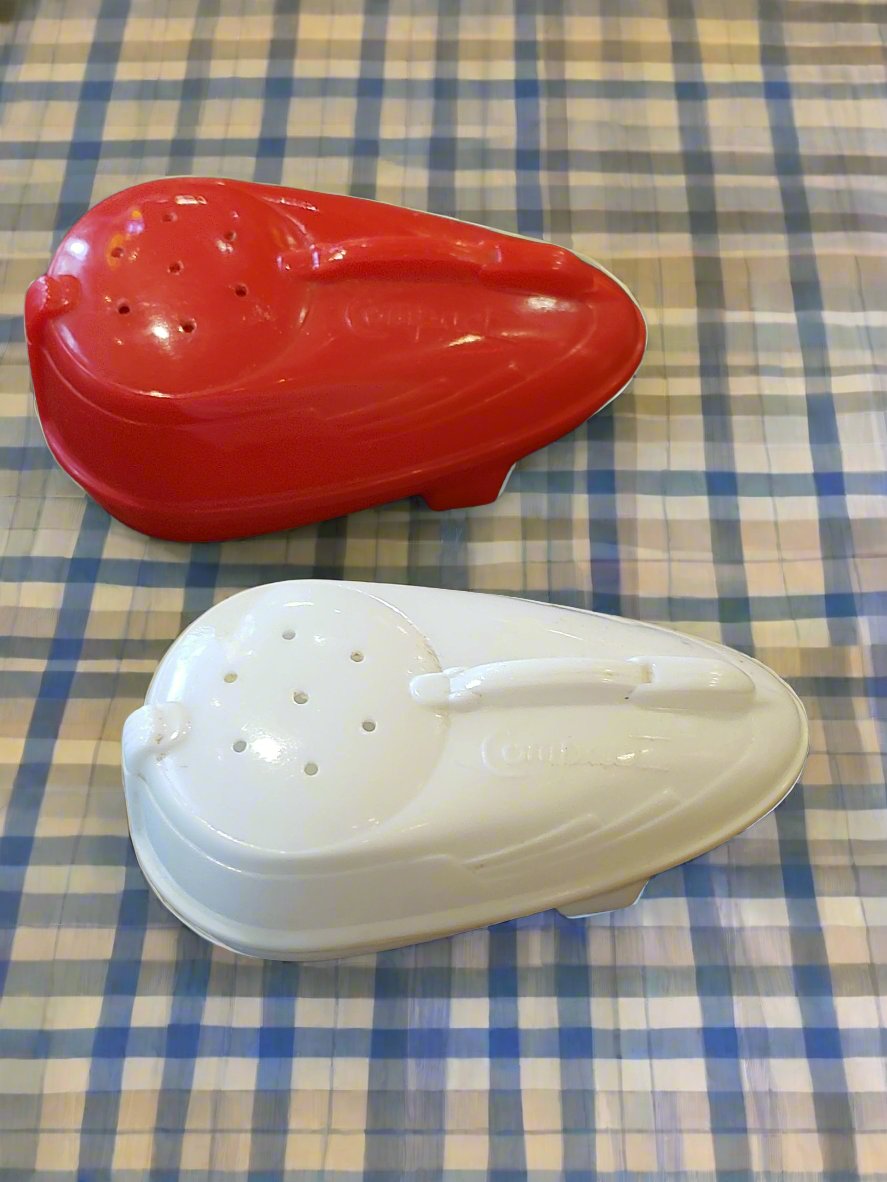 Red White Vacuum Canister salt pepper shakers