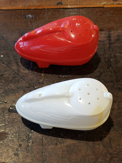 Red White Vacuum Canister salt pepper shakers