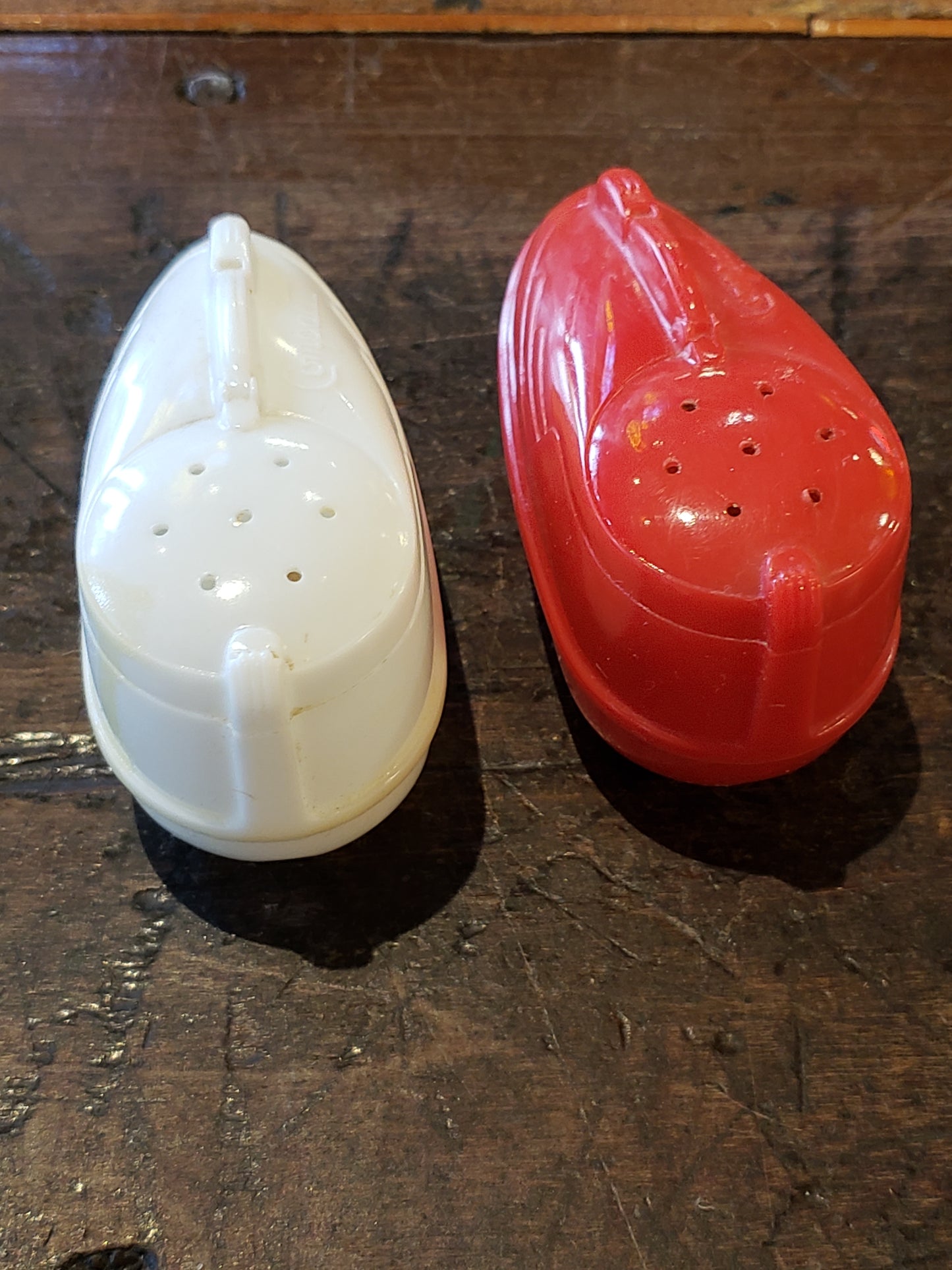 Red White Vacuum Canister salt pepper shakers