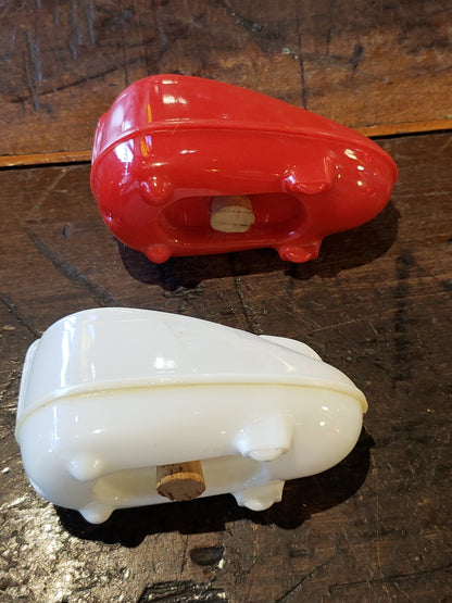 Red White Vacuum Canister salt pepper shakers