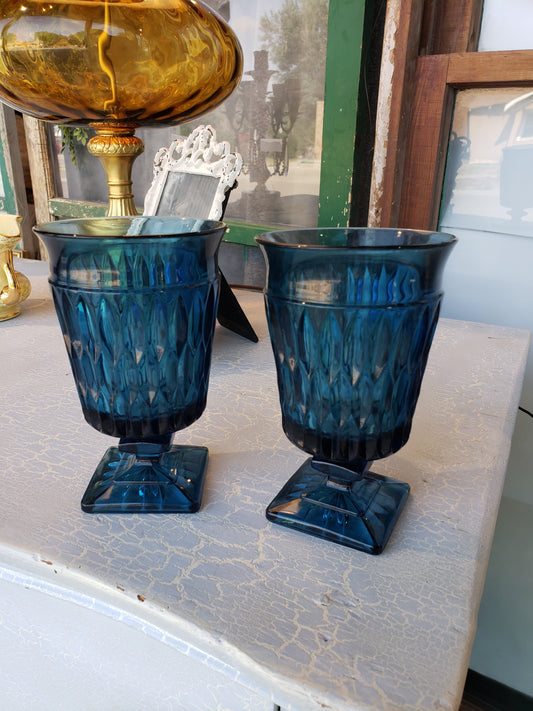 Pair of Blue Indiana Glass Goblets