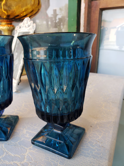 Pair of Blue Indiana Glass Goblets