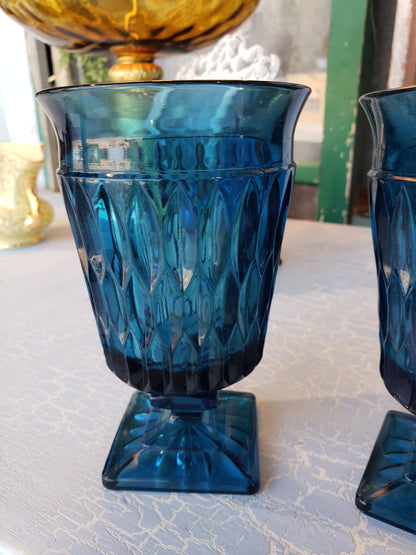 Pair of Blue Indiana Glass Goblets