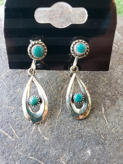 Sterling screw back earrings with green stone