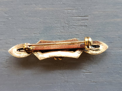 Brass Pin with tiny green stones