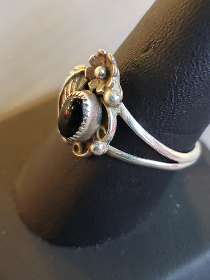 Onyx and Sterling ring SIZE 10