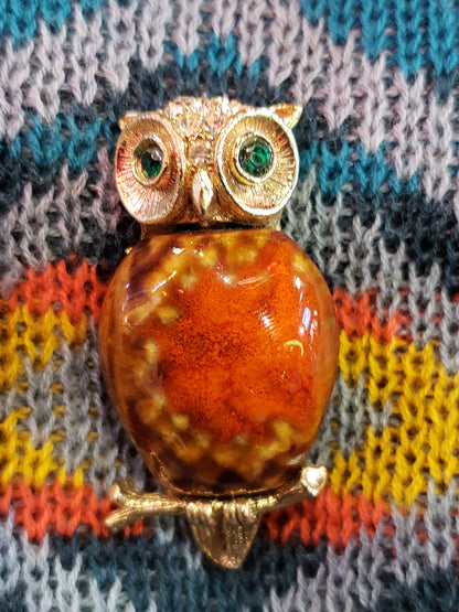 Enameled Owl Pin