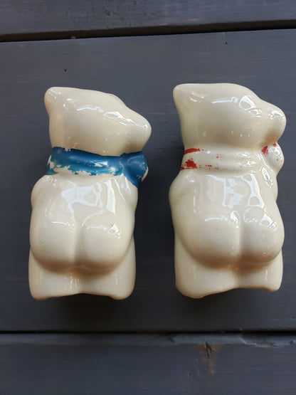 Vintage Bears with Bows salt pepper shaker set